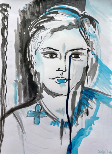 Рисунок под названием "Pierrot Lunaire" - Jutta Jung, Подлинное произведение искусства, Акварель