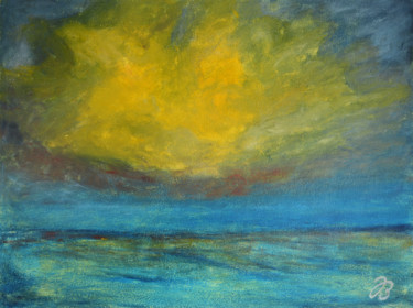 Painting titled "Gelbe Gewitterwolke" by Jutta Blühberger, Original Artwork, Wax