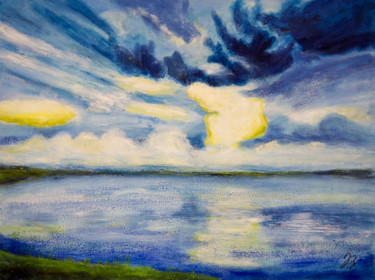 Malerei mit dem Titel "Wolkenstimmung 1 *…" von Jutta Blühberger, Original-Kunstwerk, Pigmente