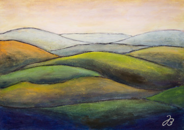 Malerei mit dem Titel "Abstrakte Hügelland…" von Jutta Blühberger, Original-Kunstwerk, Pigmente