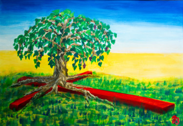 Painting titled "Verwurzelt * Rooted" by Jutta Blühberger, Original Artwork, Acrylic