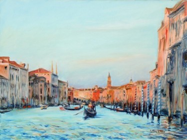 Peinture intitulée "Le grand canal à Ve…" par Philippe Juttens, Œuvre d'art originale, Huile