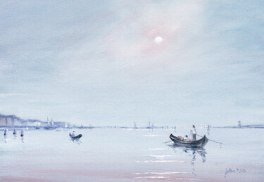 Pintura intitulada "Lagune de Venise d'…" por Philippe Juttens, Obras de arte originais, Guache