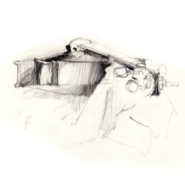 Drawing titled "Étude de violon n°1" by Philippe Juttens, Original Artwork, Pencil