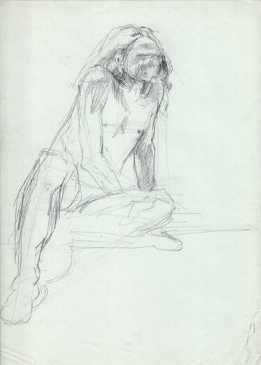 Drawing titled "Jeune homme (avec d…" by Philippe Juttens, Original Artwork, Pencil