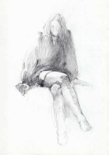 图画 标题为“Jeune dame aux jamb…” 由Philippe Juttens, 原创艺术品, 铅笔