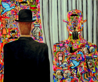 「Street Magritte」というタイトルの絵画 Jy Rendoによって, オリジナルのアートワーク, アクリル