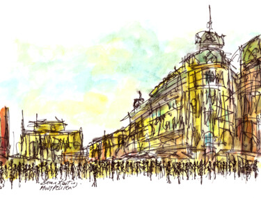 Painting titled "Montpellier City -…" by K-Art, Original Artwork, Ink