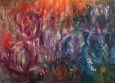 Painting titled "Tulips" by Khrystyna Kozyuk, Original Artwork, Oil