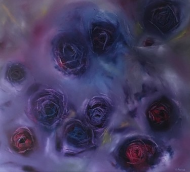 Painting titled "Purple Love" by Khrystyna Kozyuk, Original Artwork, Oil