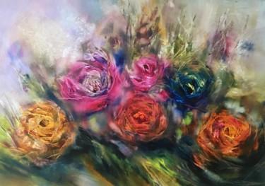 Ζωγραφική με τίτλο "Roses of happiness" από Khrystyna Kozyuk, Αυθεντικά έργα τέχνης, Λάδι