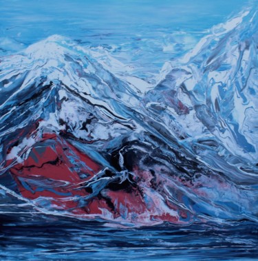 Painting titled "Mountain Lake" by Khrystyna Kozyuk, Original Artwork, Acrylic