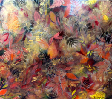 Pintura intitulada "Golden Fall Leaves" por Khrystyna Kozyuk, Obras de arte originais, Acrílico