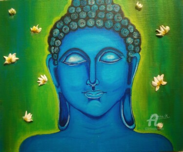 Peinture intitulée "Blue Buddha" par Sahana K, Œuvre d'art originale, Acrylique