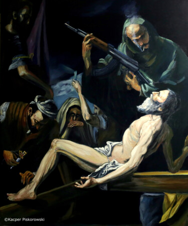 绘画 标题为“Męczeństwo św. Andr…” 由Kacper Piskorowski, 原创艺术品, 油 安装在木板上