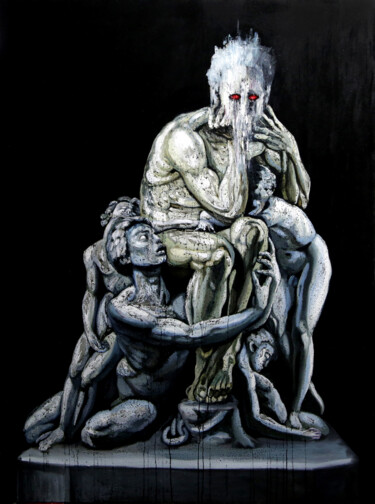 Malarstwo zatytułowany „Ugolino i jego syno…” autorstwa Kacper Piskorowski, Oryginalna praca, Olej Zamontowany na Drewniana…