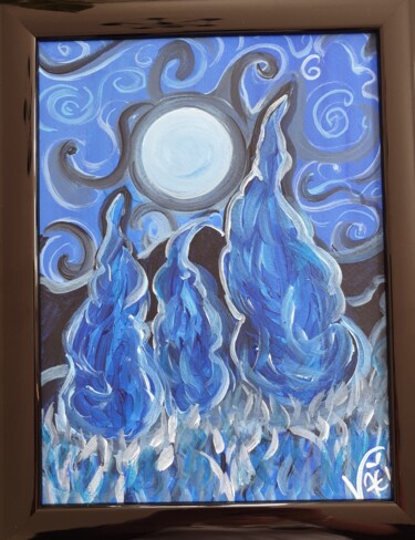 Pintura intitulada "Nuit bleue dans le…" por Kaël, Obras de arte originais, Acrílico Montado em Painel de madeira