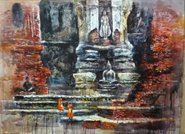 Painting titled "旅行系列-泰国、素可泰" by Kai Deng, Original Artwork, Acrylic