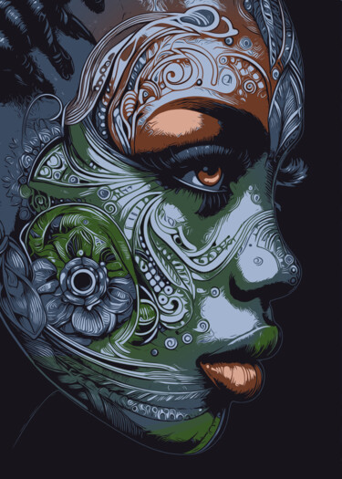 Digitale Kunst getiteld "Pretty Face" door Kamelyon, Origineel Kunstwerk, Digitaal Schilderwerk