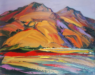 Pintura intitulada "Armenian mountains…" por Kamo Atoyan, Obras de arte originais, Óleo Montado em Armação em madeira