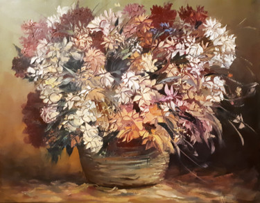 Картина под названием "Abstract flowers-2…" - Kamo Atoyan, Подлинное произведение искусства, Масло Установлен на Деревянная…