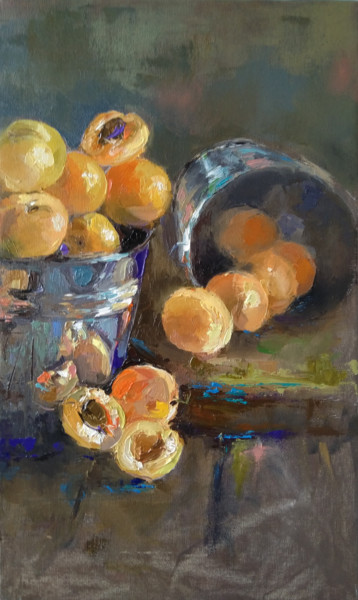Pintura intitulada "Still life - Aprico…" por Kamsar Ohanyan, Obras de arte originais, Óleo