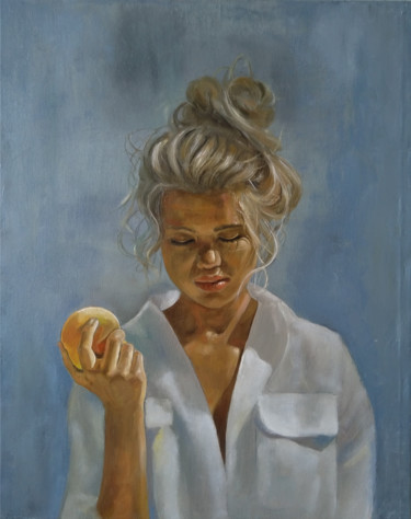 Картина под названием "Blonde and wind 40x…" - Kamsar Ohanyan, Подлинное произведение искусства, Масло Установлен на Деревян…