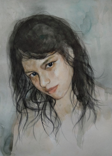 Peinture intitulée "Watercolor portrait…" par Kamsar Ohanyan, Œuvre d'art originale, Aquarelle