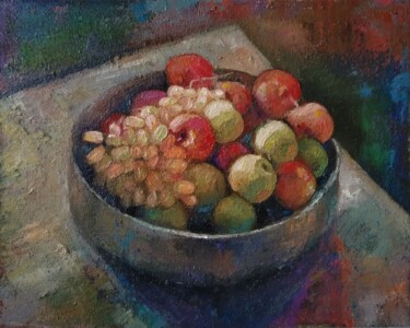 Malerei mit dem Titel "Still life-apples (…" von Kamsar Ohanyan, Original-Kunstwerk, Öl Auf Keilrahmen aus Holz montiert