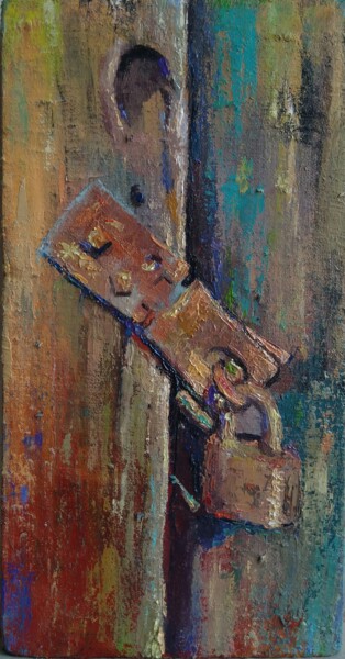 Painting titled "A lock(18x35cm, oil…" by Kamsar Ohanyan, Original Artwork, Oil Mounted on Wood Stretcher frame
