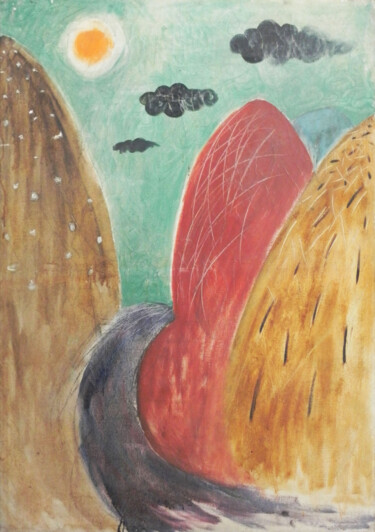Painting titled "The Mountain Road" by Kanat Ibragimov, Original Artwork, Oil