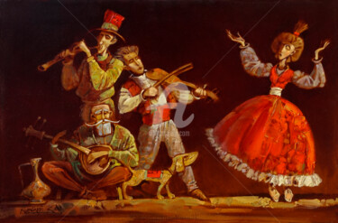 Schilderij getiteld "Танец на бис" door Konstantin Kansky (Kanskyart), Origineel Kunstwerk, Olie Gemonteerd op Frame voor ho…