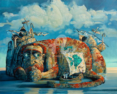 Peinture intitulée "Потревоженная леген…" par Konstantin Kansky (Kanskyart), Œuvre d'art originale, Huile