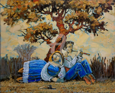 Malarstwo zatytułowany „Теплый вечер” autorstwa Konstantin Kansky (Kanskyart), Oryginalna praca, Olej Zamontowany na Drewnia…