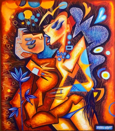 Pittura intitolato "The Blue Rose ( me…" da Kaola Oty, Opera d'arte originale, Acrilico