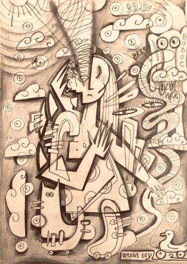 Tekening getiteld "“Vertigo “" door Kaola Oty, Origineel Kunstwerk, Potlood