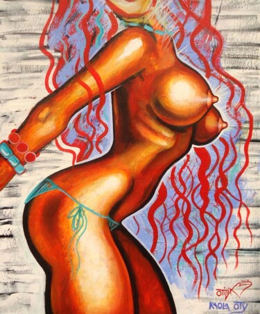 Painting titled "Nude" by Kaola Oty, Original Artwork, Acrylic