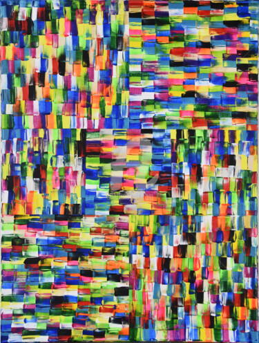 Painting titled "Colorful Buildings…" by Kaouteur Souibgui, Original Artwork, Acrylic