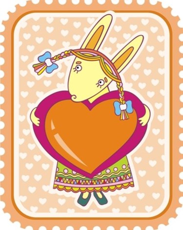 Grafika cyfrowa / sztuka generowana cyfrowo zatytułowany „hare with a heart” autorstwa Леся Кара-Коця, Oryginalna praca, Mal…