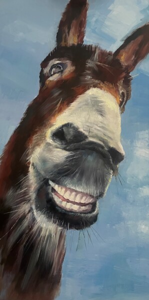 Painting titled "Hollywood donkey sm…" by Karas Gleb, Original Artwork, Oil