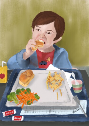 Digitale Kunst mit dem Titel "Bon appétit" von Karay Illustrations, Original-Kunstwerk, Digitale Malerei