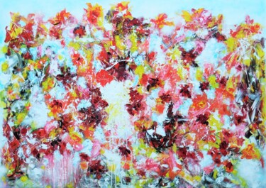 Картина под названием "Trendy Flowers" - Karel Van Camp, Подлинное произведение искусства, Акрил