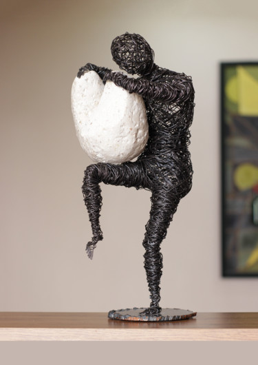 Sculptuur getiteld "Mixed thoughts 44x1…" door Karen Axikyan, Origineel Kunstwerk, Metalen