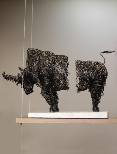 Sculptuur getiteld "Fluctuation (30x46x…" door Karen Axikyan, Origineel Kunstwerk, Metalen