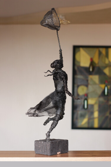 Sculpture titled "Joyful Flutter" by Karen Axikyan, Original Artwork, Metals