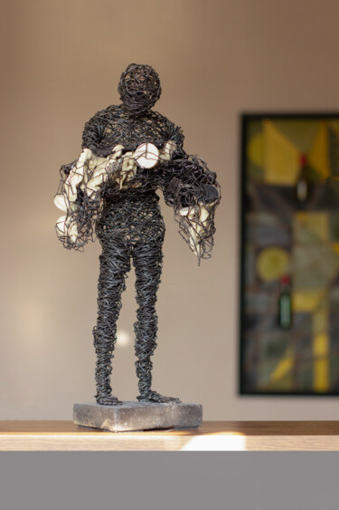 Sculpture titled "Knight's Grief" by Karen Axikyan, Original Artwork, Metals