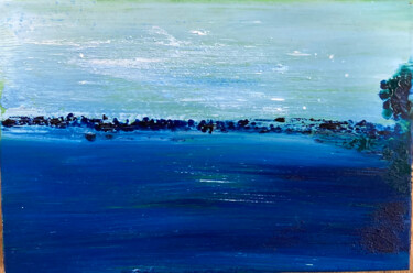 Pittura intitolato "vue du lac #1" da Karen Dutoit Verbeke, Opera d'arte originale, Cera