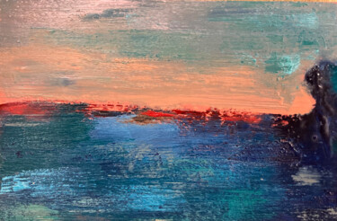 Painting titled "Vue du lac #9" by Karen Dutoit Verbeke, Original Artwork, Wax