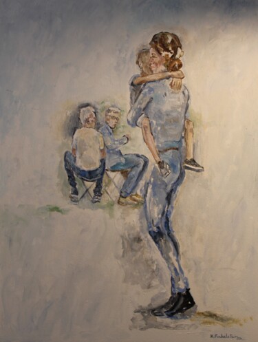 Malerei mit dem Titel "Sortie Rogny" von Karen Finkelstein, Original-Kunstwerk, Öl
