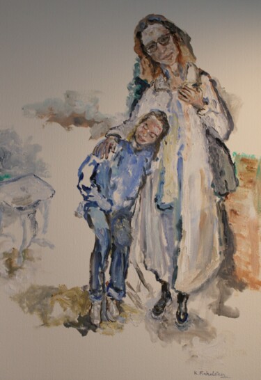 Peinture intitulée "Moment partagé" par Karen Finkelstein, Œuvre d'art originale, Huile